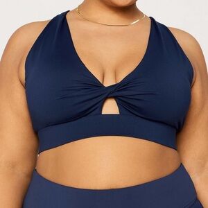NWT Fabletics Women's Oasis Twist Medium Impact Sports Bra Deep Navy Size XXL
